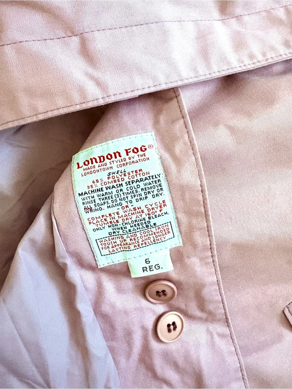 Vintage London Fog Women’s Lilac Tie-Neck Belted Trench Coat